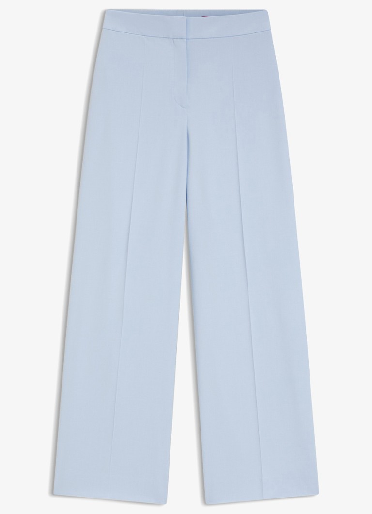 HUGO Dames High waist wide fit pantalon met paspelzak in de kleur Open Blue-476 / Blauw