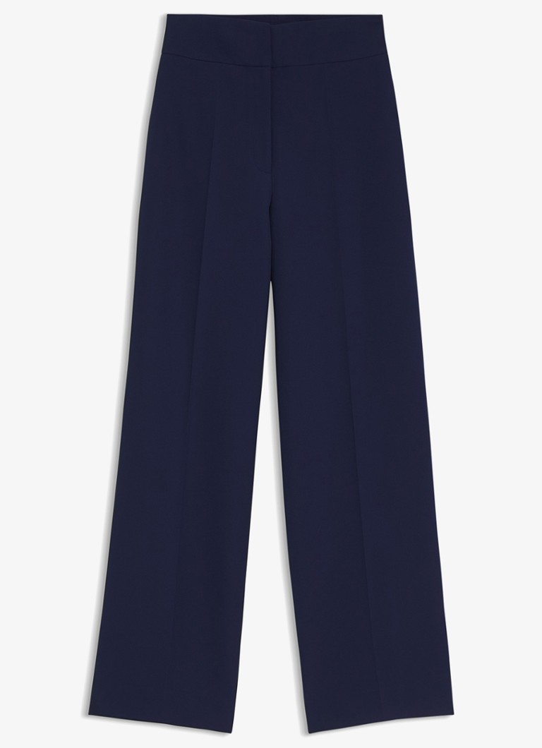 HUGO Dames High waist wide fit pantalon met steekzakken in de kleur Donkerblauw