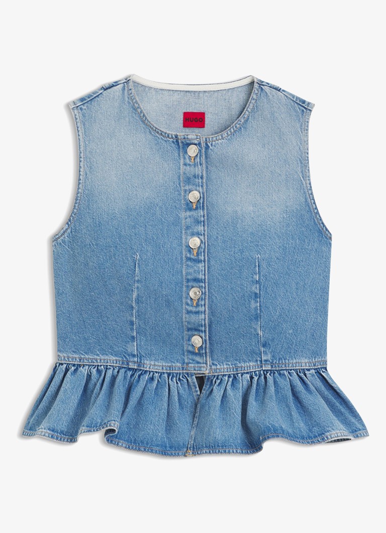 HUGO Dames Blouse met peplum in de kleur Jeans