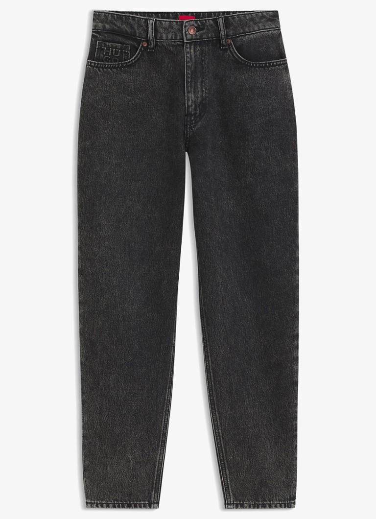 HUGO Dames High waist straight fit jeans met donkere wassing in de kleur Medium Grey-035 / Grijs
