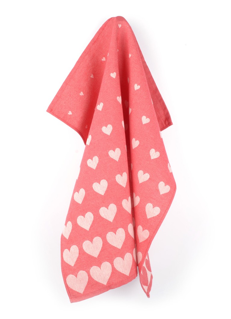 Bunzlau Castle Hearts theedoek 65 x 65 cm Rood - Deal