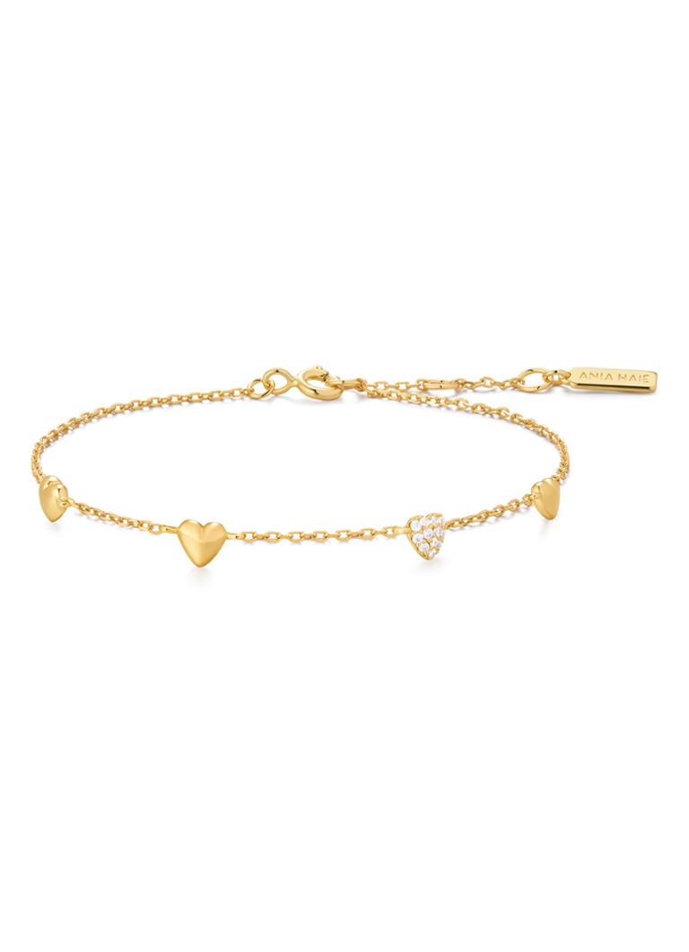Ania Haie Dames Pavé Heart Station armband S verguld