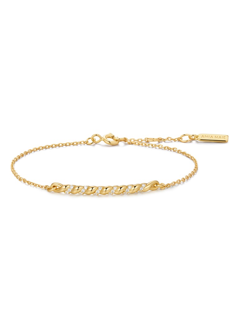 Ania Haie Dames Twisted Bar armband S verguld
