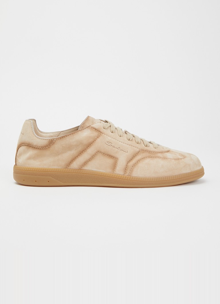 Santoni Heren DBS Oly sneaker van suède in de kleur Beige, maat: 42