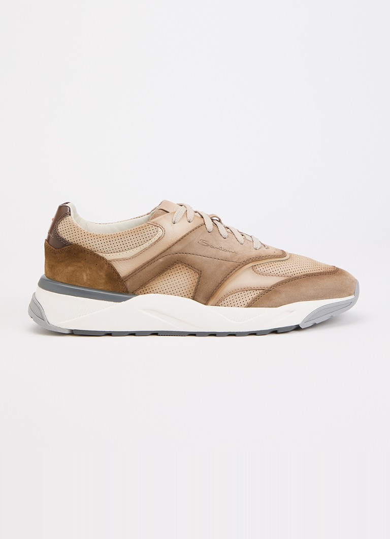 Santoni Heren Innova-NEX sneaker van leer in de kleur Lichtbruin, maat: 46