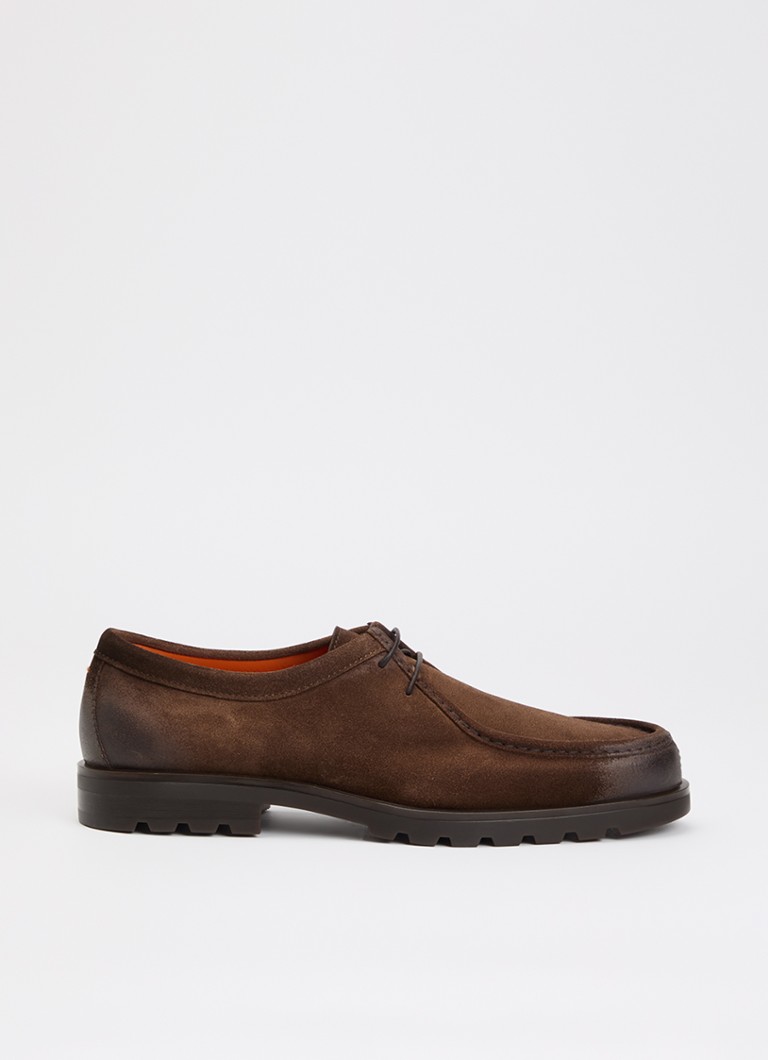 Santoni Heren Renzo veterschoen van suède in de kleur Bruin, maat: 40