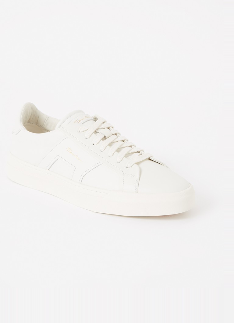 Santoni Heren Gloria sneaker van leer in de kleur Gebroken wit, maat: 45