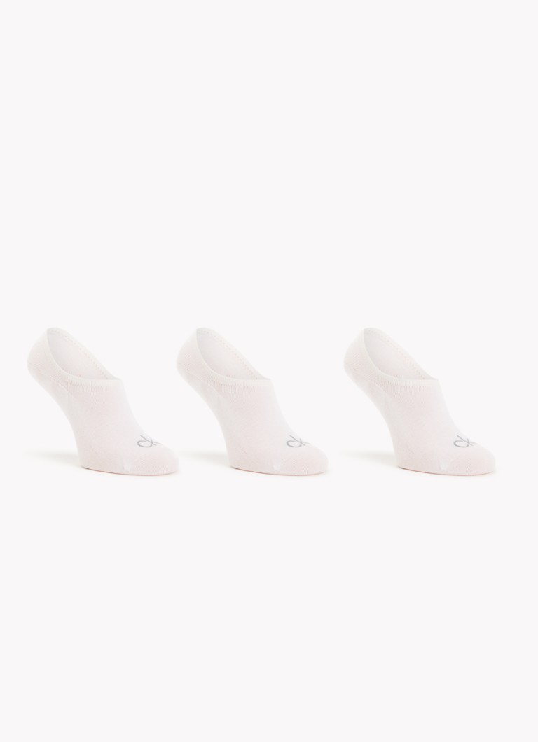 Calvin Klein Heren Sneaker sokken met logo in 3-pack in de kleur Wit, maat: 43-46