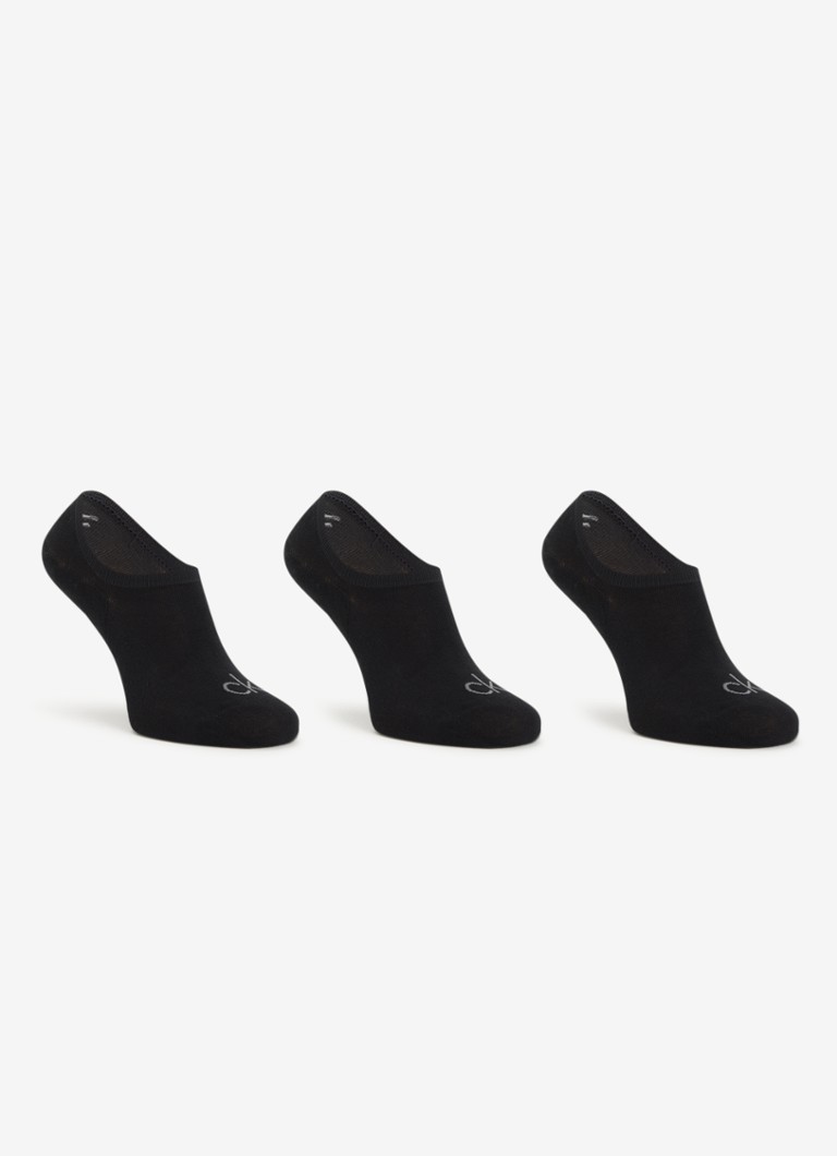 Calvin Klein Heren Sneaker sokken met logo in 3-pack in de kleur Zwart, maat: 43-46
