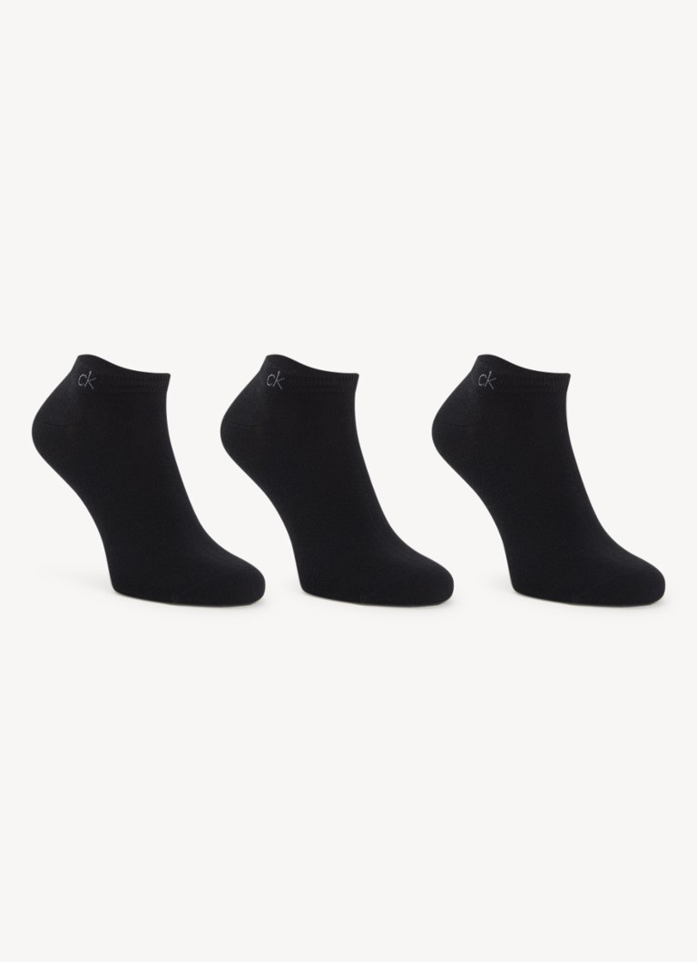 Calvin Klein Heren Sneakersokken met logo in 3-pack in de kleur Zwart, maat: 39-42