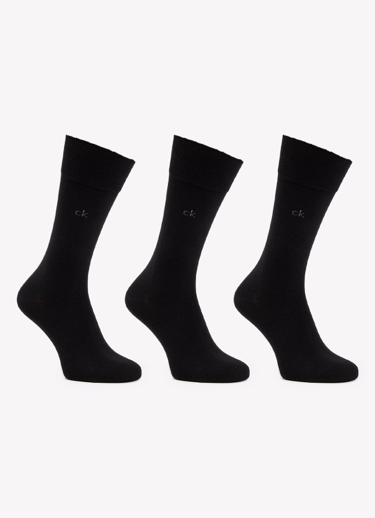 Calvin Klein Heren Sokken met logo in 3-pack in de kleur Zwart, maat: 39-42