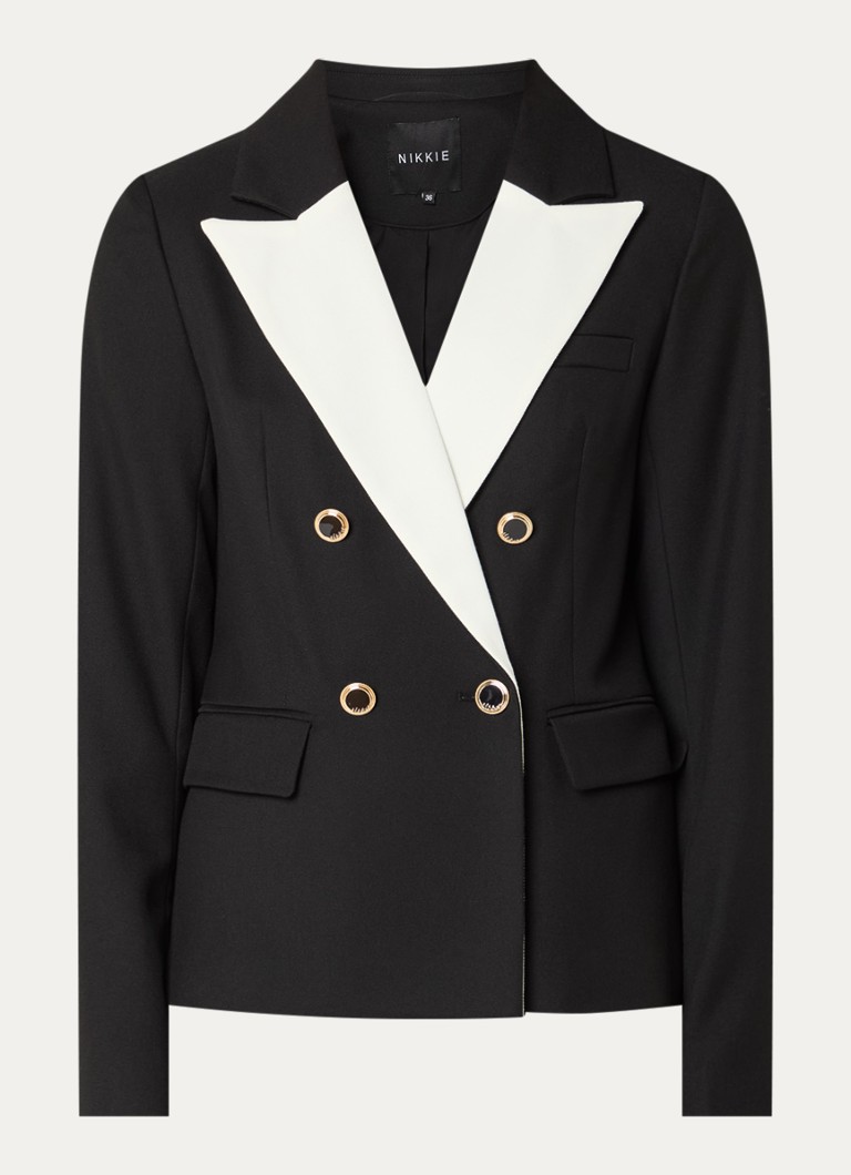 NIKKIE Dames Oulu double-breasted blazer met klepzakken in de kleur Zwart