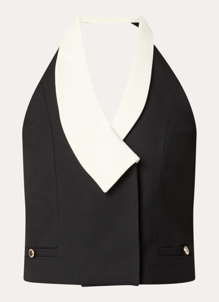 NIKKIE Dames Oulu gilet met assymetrische kraag in de kleur Zwart
