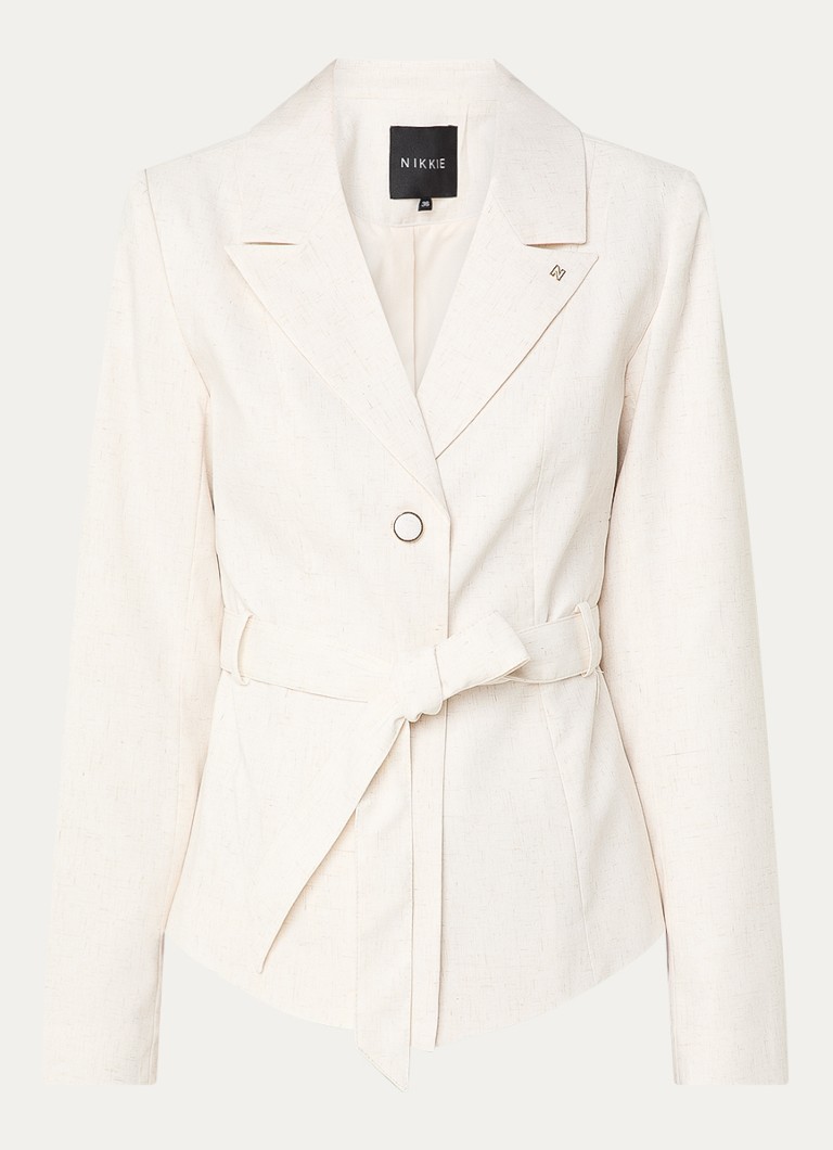 NIKKIE Dames Payette blazer met strikceintuur in de kleur Creme