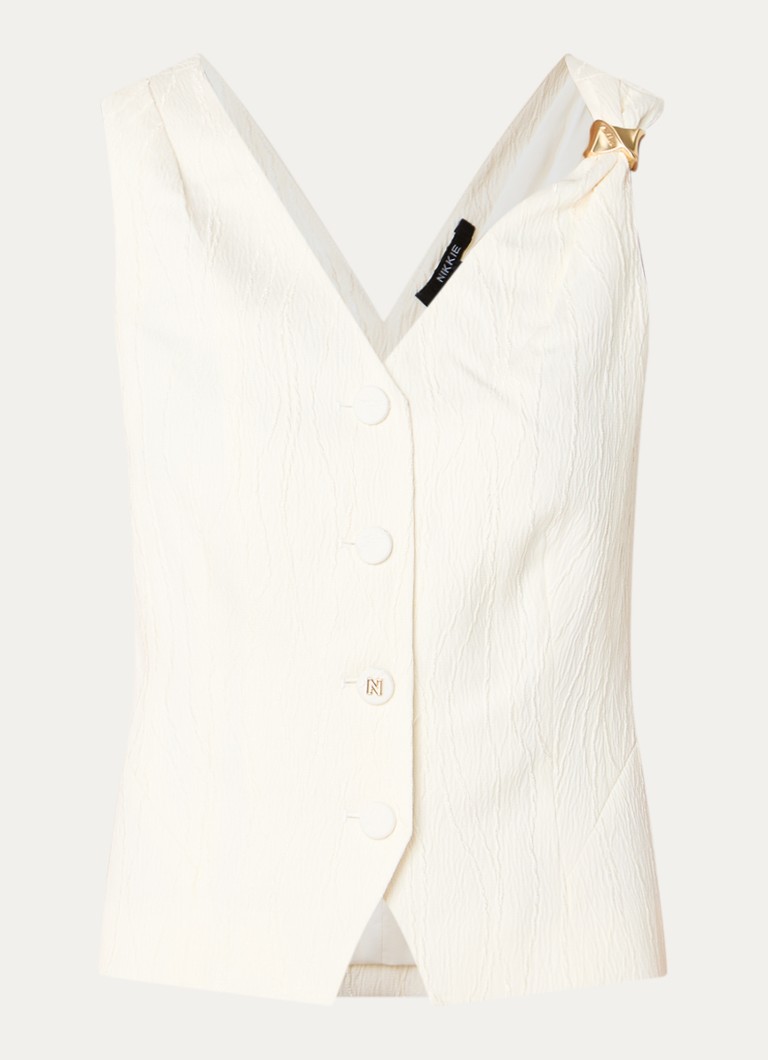 NIKKIE Dames Roseville gilet met V-hals in de kleur Gebroken wit