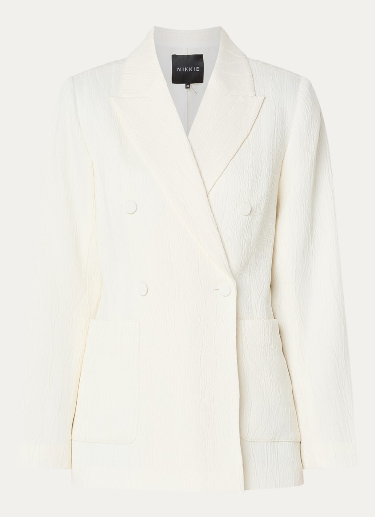 NIKKIE Dames Roseville double-breasted blazer met opgestikte zakken in de kleur Gebroken wit
