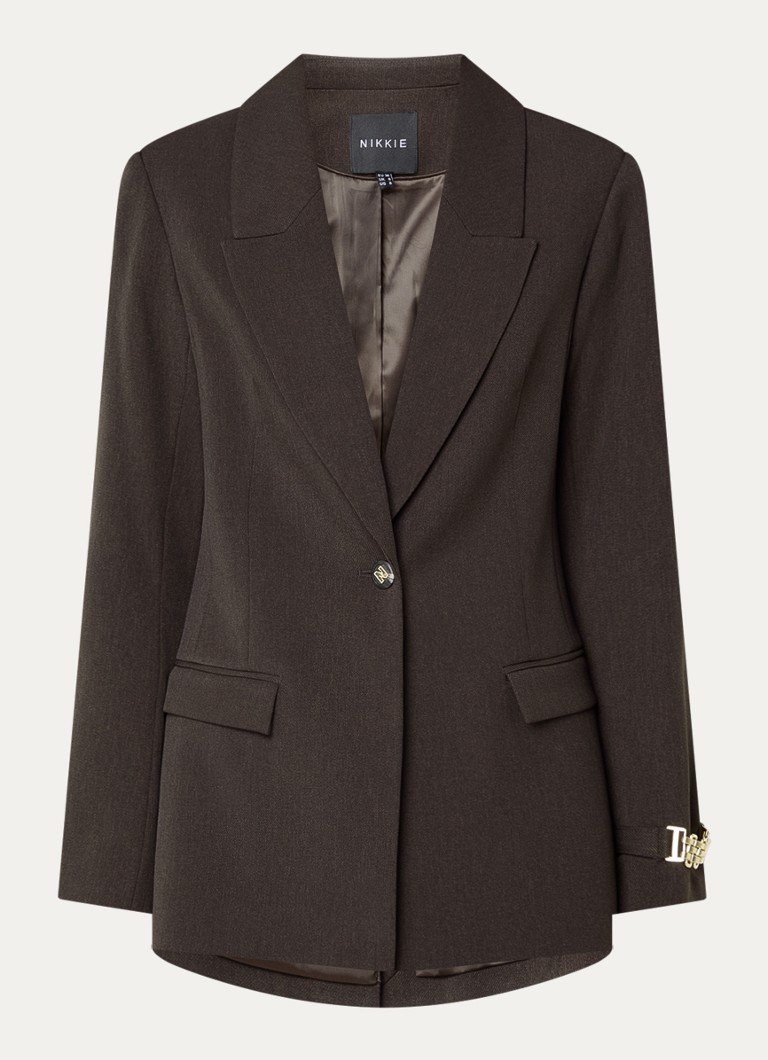 NIKKIE Dames Aisley blazer met klepzakken in de kleur Chocoladebruin