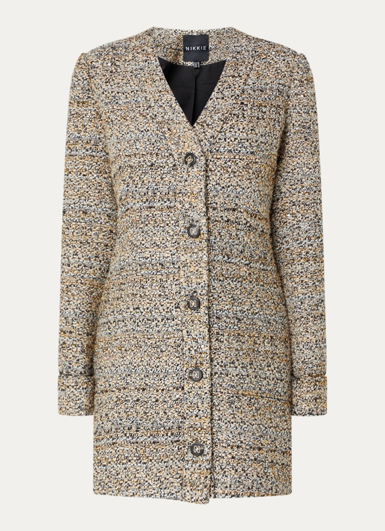 NIKKIE Dames Azaria mini blazerjurk met strass in de kleur Gebroken wit