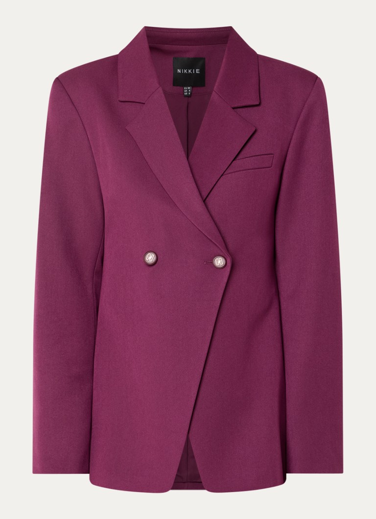 NIKKIE Dames Ashira double-breasted blazer met schoudervulling in de kleur Aubergine
