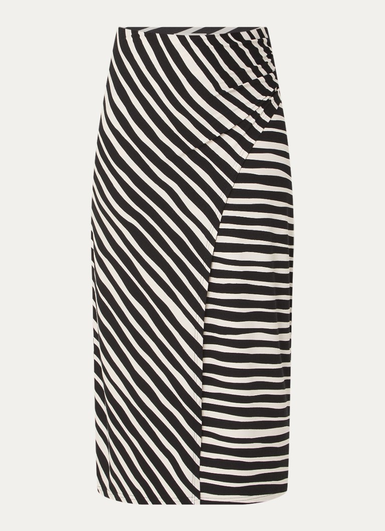 Phase Eight Dames Rory midi rok met streepprint en split in de kleur Zwart