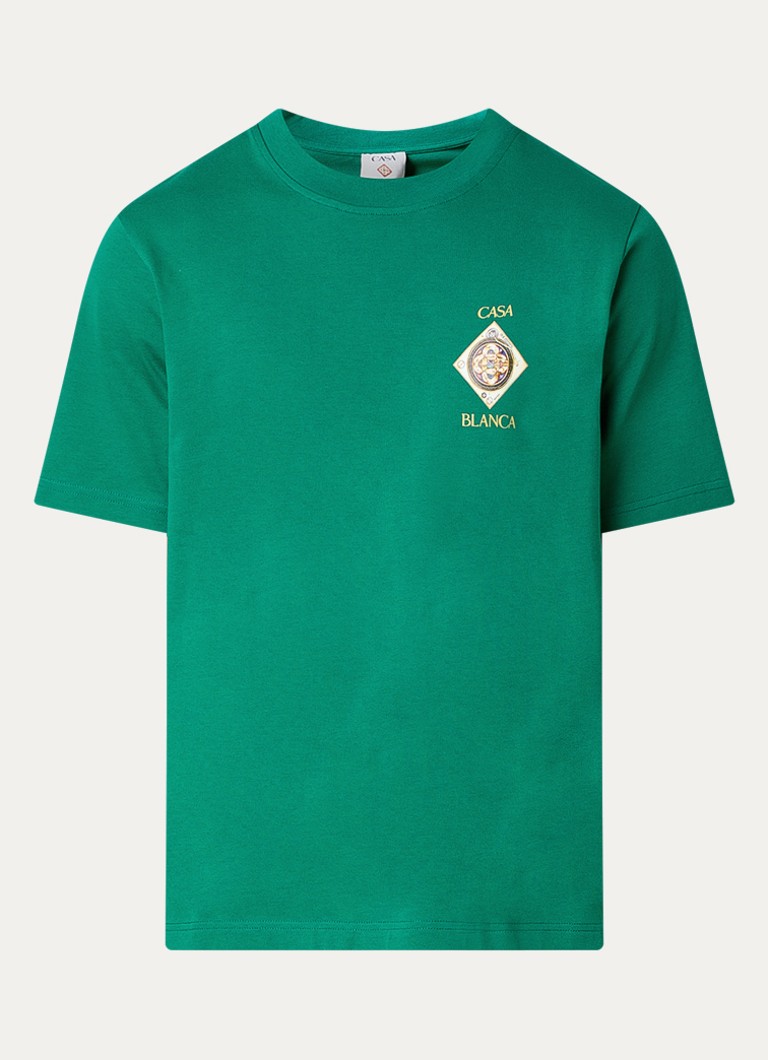Casablanca Heren Plafondorne T-shirt met logo- en backprint in de kleur Donkergroen, maat: S