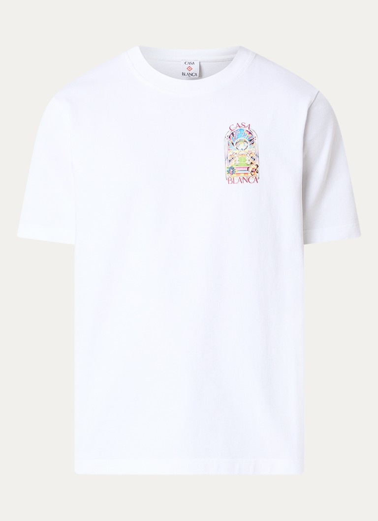 Casablanca Heren T-shirt met logo- en backprint in de kleur Wit, maat: S