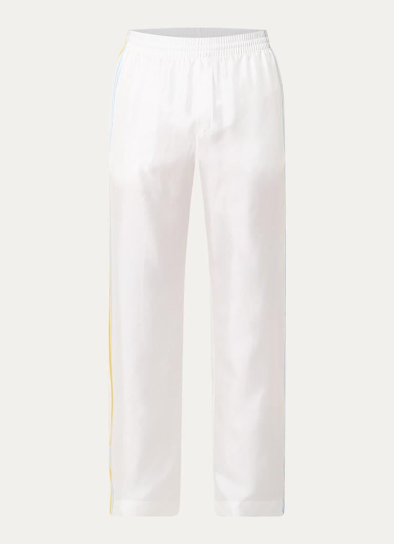 Casablanca Heren Tennis Landscape straight fit broek van zijde met steekzakken in de kleur Wit, maat: L