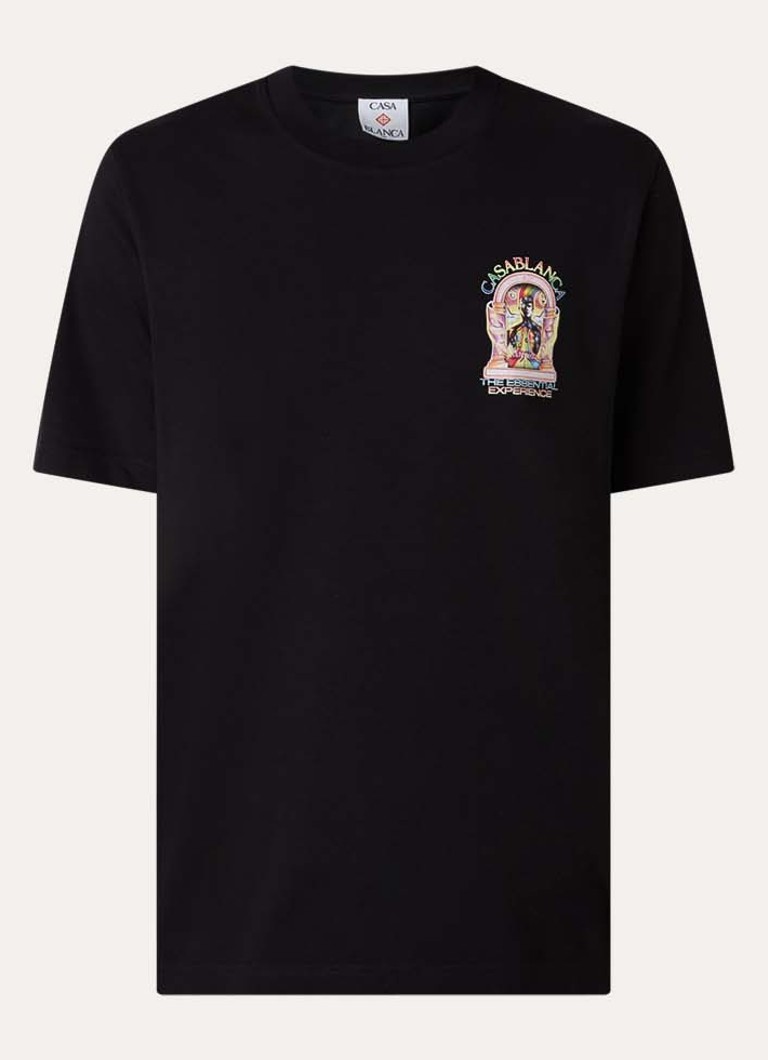 Casablanca Heren Essential T-shirt met logo- en backprint in de kleur Zwart, maat: S