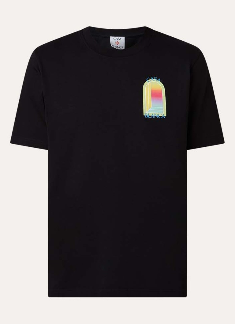 Casablanca Heren T-shirt met logo- en backprint in de kleur Zwart, maat: S