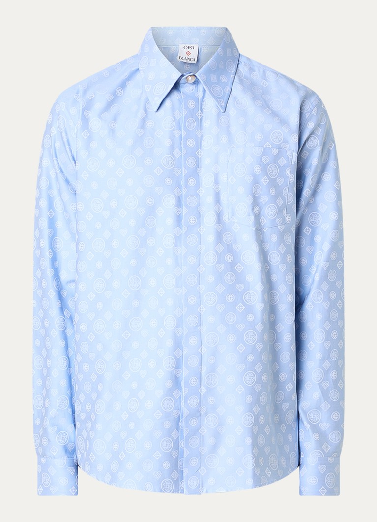 Casablanca Heren Regular fit polo met logoprint in de kleur Lichtblauw, maat: S