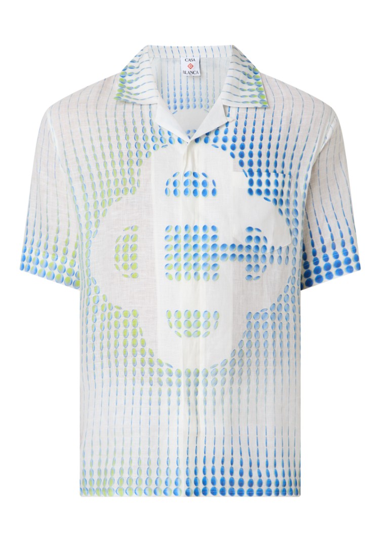 Casablanca Heren Pills Cuban regular fit overhemd met print in de kleur Gebroken wit, maat: S