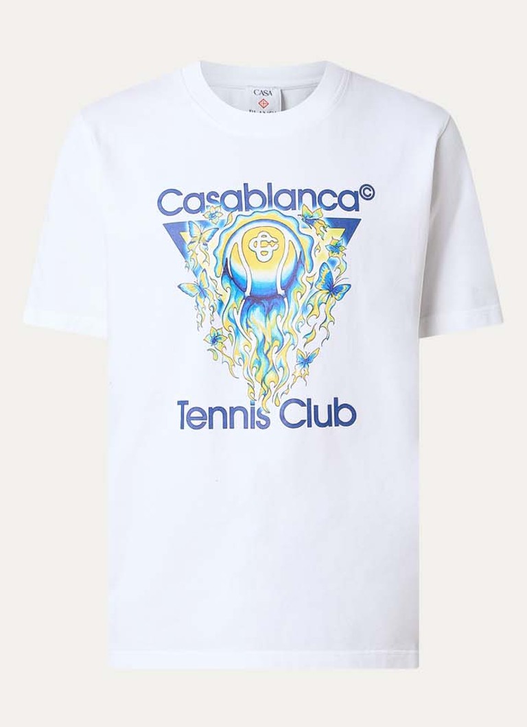 Casablanca Heren Tennis Club T-shirt met logoprint in de kleur Wit, maat: S