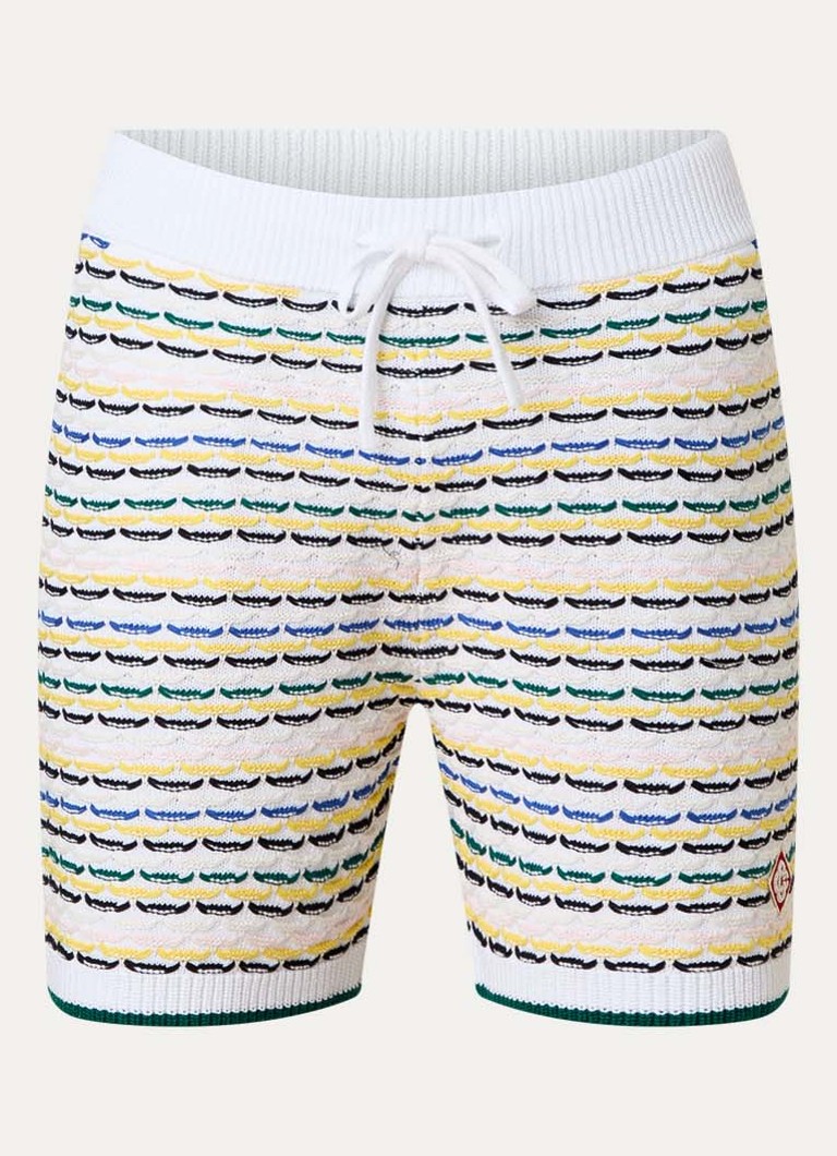 Casablanca Heren Straight fit korte broek met streepprint en logo in de kleur Donkergroen, maat: S