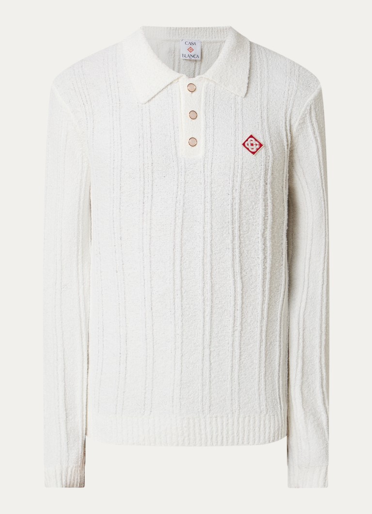 Casablanca Heren Regular fit polo van bouclé in de kleur Wit, maat: S