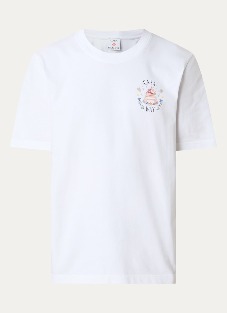 Casablanca Heren Casaway T-shirt met logo- en backprint in de kleur Wit, maat: XXL