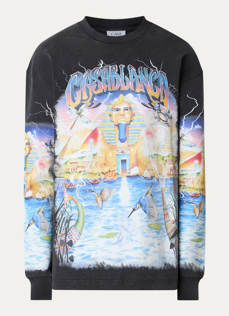 Casablanca Heren Egypt As It Was longsleeve met logoprint in de kleur Zwart, maat: S