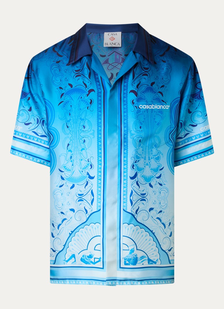 Casablanca Heren Egyptian regular fit overhemd met print in de kleur Blauw, maat: M