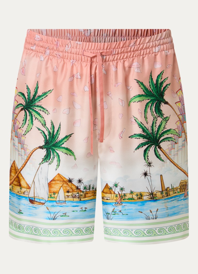 Casablanca Heren Ethereal loose fit korte broek van zijde in de kleur Multicolor, maat: S
