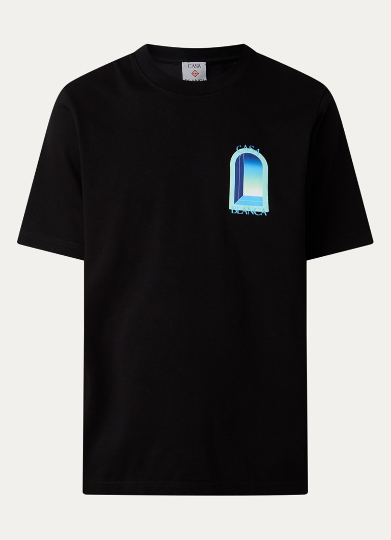 Casablanca Heren Gradient T-shirt met logo- en backprint in de kleur Zwart, maat: XXL