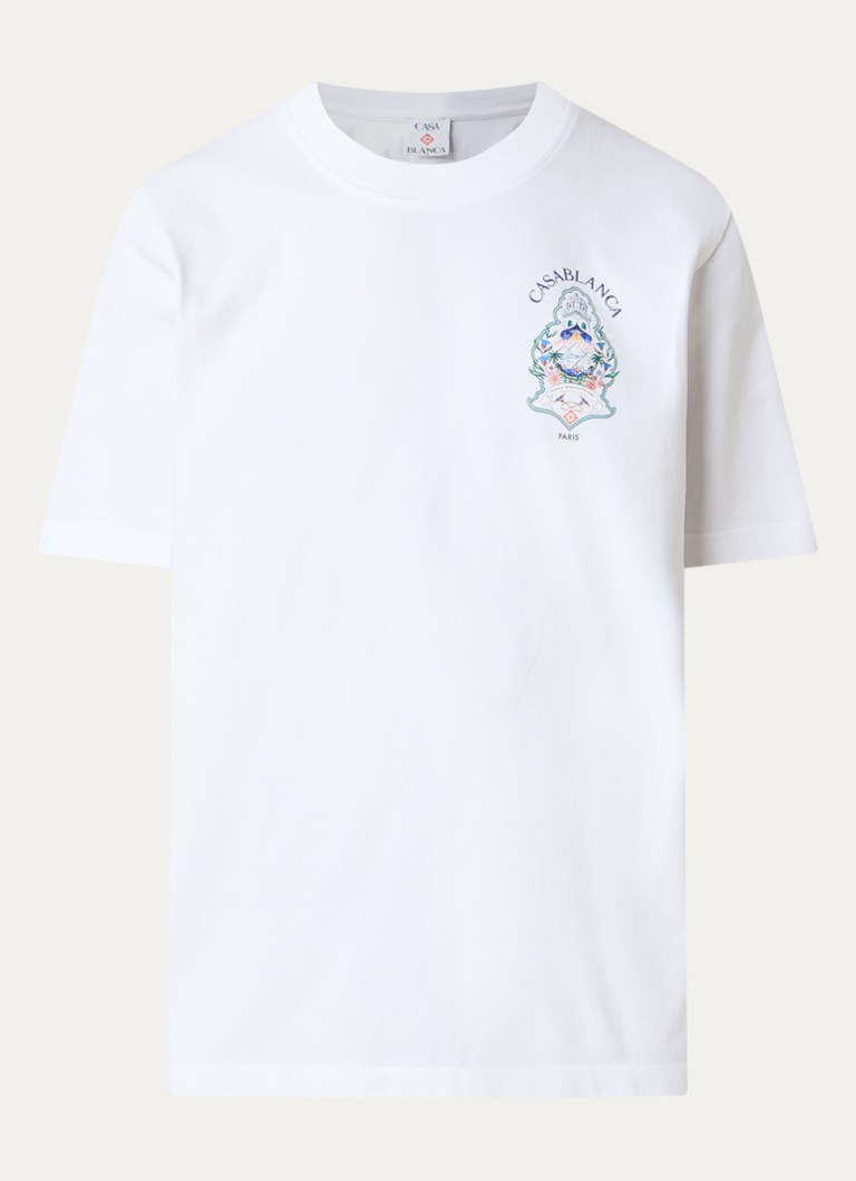 Casablanca Heren Hotel T-shirt met logo- en backprint in de kleur Wit, maat: XXL