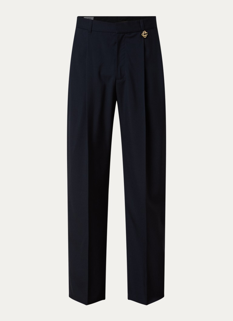 Casablanca Heren Straight fit pantalon van wol met steekzakken in de kleur Donkerblauw, maat: 52