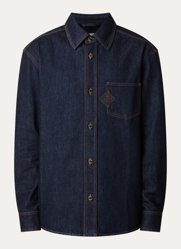 Casablanca Heren Overshirt van denim met borstzak in de kleur Indigo, maat: L