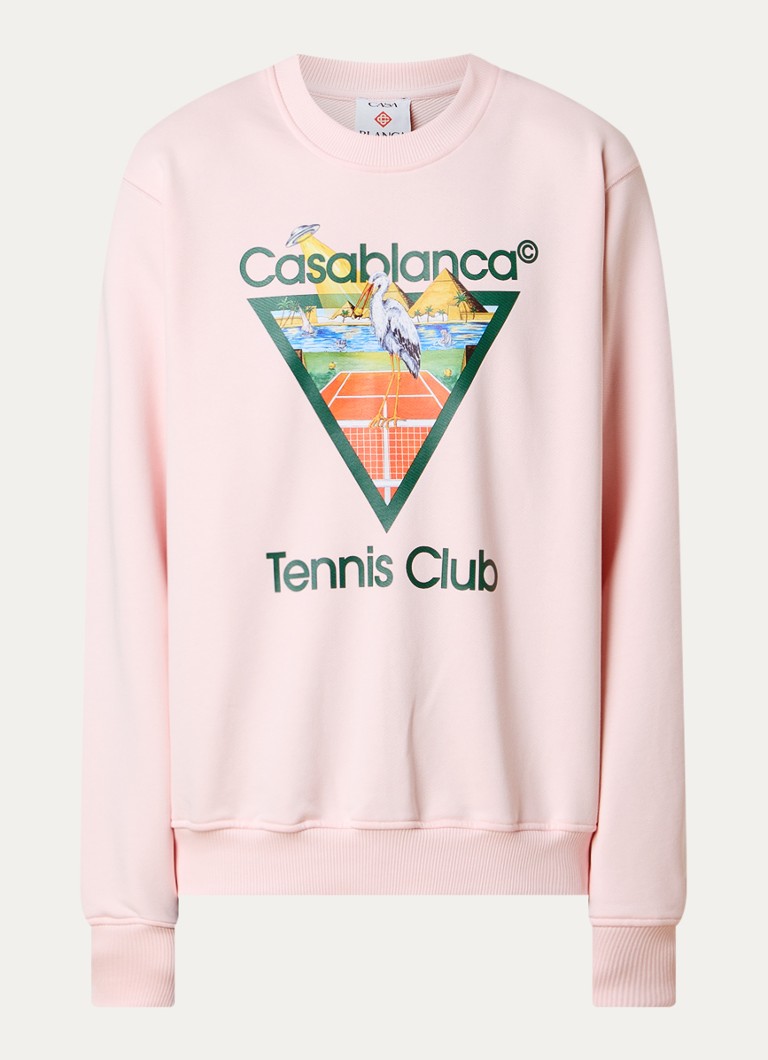 Casablanca Heren Tennis Club sweater met logoprint in de kleur Roze, maat: XL