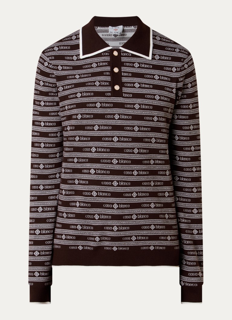 Casablanca Heren Wordmark regular fit polo van wol in de kleur Bruin, maat: S
