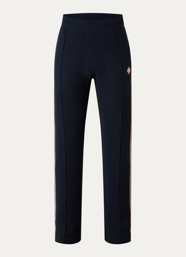 Casablanca Heren Cafe culture straight fit broek in wolblend in de kleur Donkerblauw, maat: S