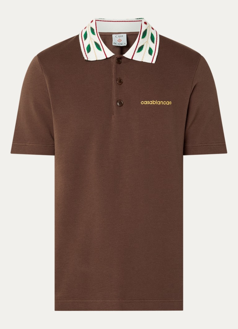 Casablanca Heren Laurel regular fit polo met logo in de kleur Bruin, maat: S