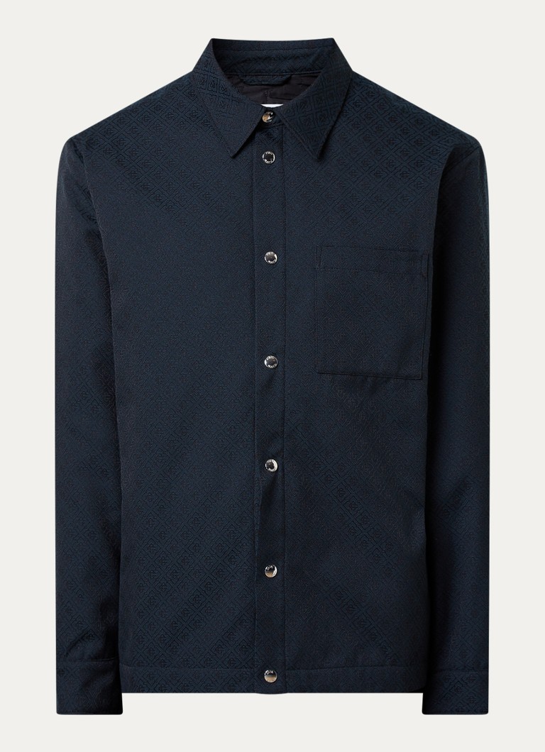 Casablanca Heren Overshirt met ingebreid logo en borstzak in de kleur Donkerblauw, maat: L