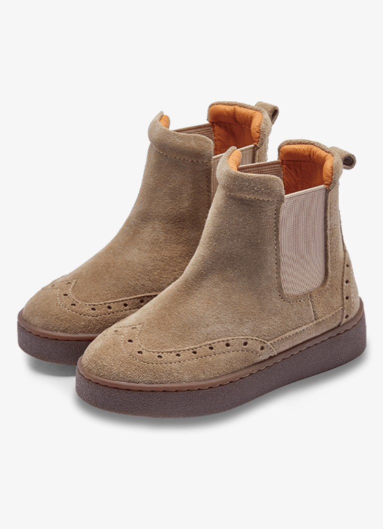 Donsje Amsterdam Meisjes Jesmer chelsea boot van suède in de kleur Khaki, maat: 23