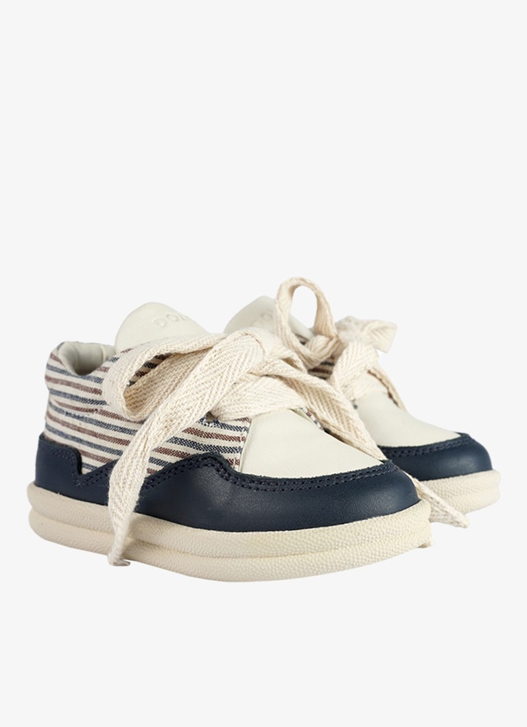 Donsje Amsterdam Jongens Hansy sneaker van leer in de kleur Donkerblauw, maat: 19