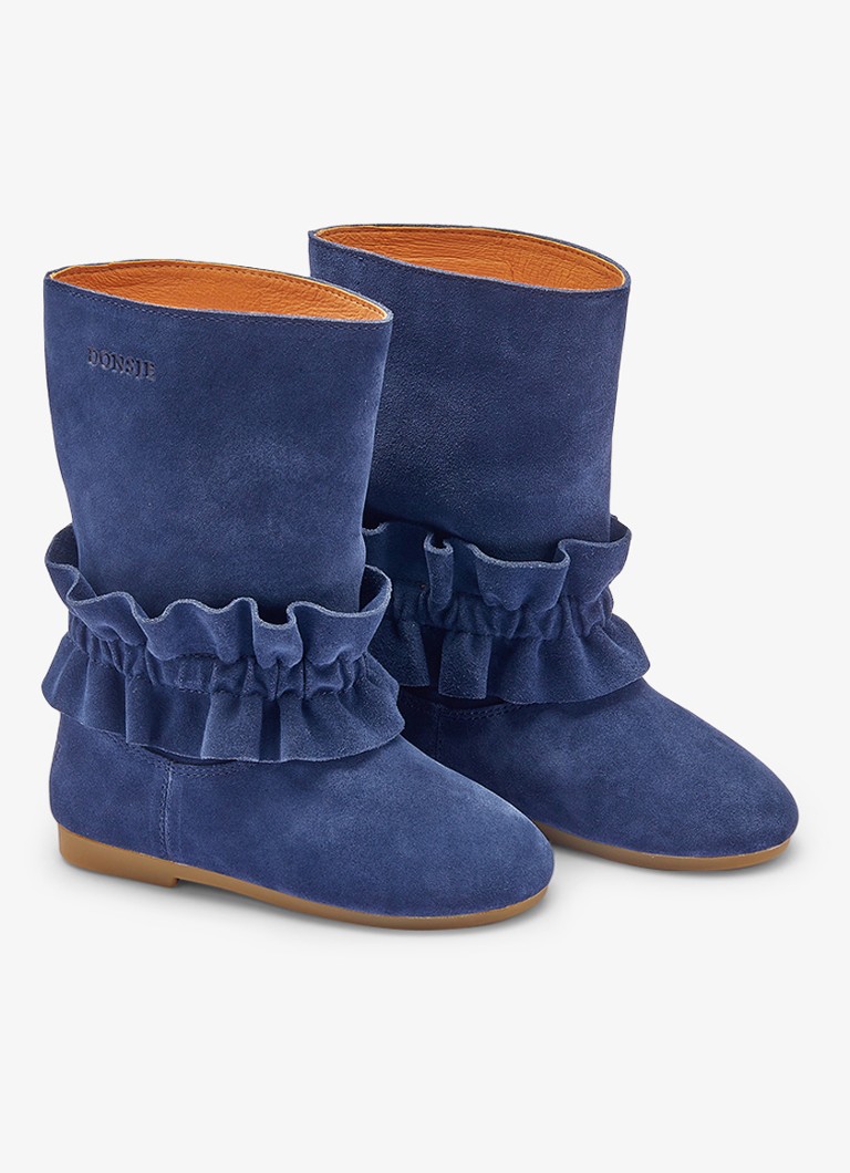 Donsje Amsterdam Meisjes Charlodi laars van leer in de kleur Donkerblauw, maat: 24